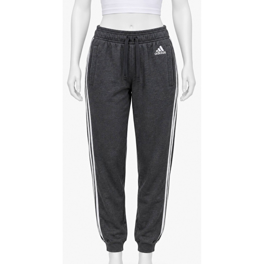 ADIDAS Women's Gray Fleece Jogger Pants XS 2 4 Drawstring Elastic Waist Pockets